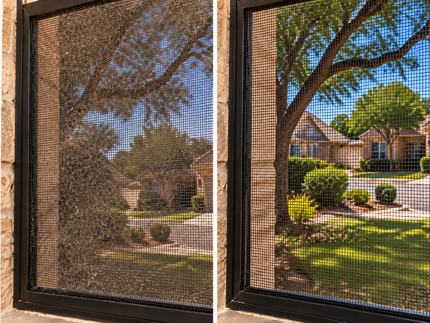 Before and after screen cleaning by Hydro Bexar