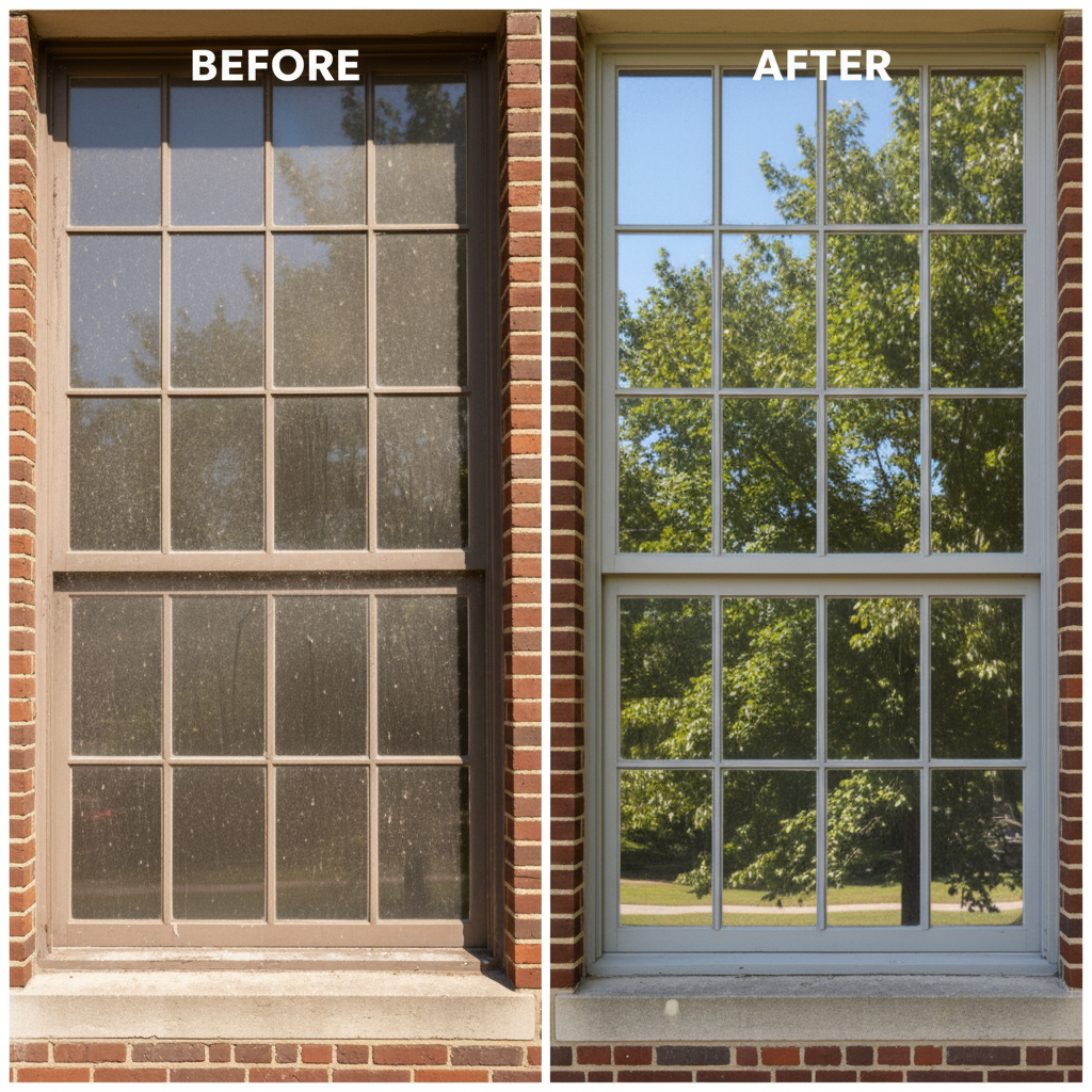 Before and after window cleaning comparison